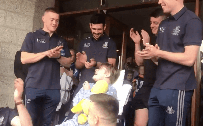 Dublin Players Arrive At Crumlin Childrens Hospital After Yesterday’s Win
