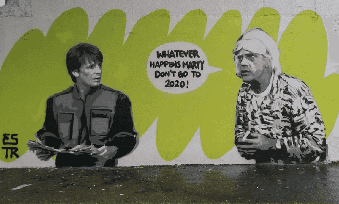‘Don’t go to 2020’ – Sound advice from Dublin’s newest Back to the Future mural