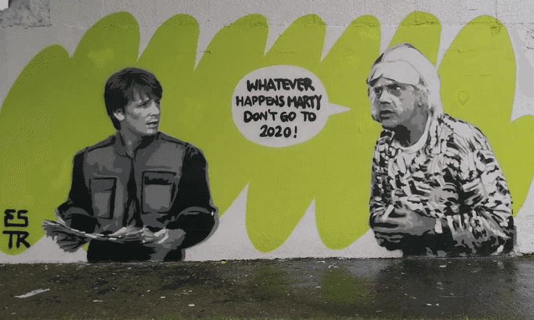 ‘Don’t go to 2020’ – Sound advice from Dublin’s newest Back to the Future mural
