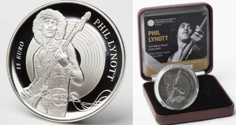 €15 silver coin unveiled by Central Bank in tribute to Phil Lynott €15 silver coin unveiled by Central Bank in tribute to Phil Lynott
