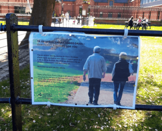New signs placed in Dublin parks to remind public of designated hours for over-70s New signs placed in Dublin parks to remind public of designated hours for over-70s