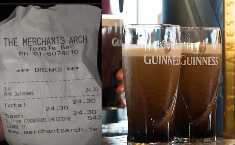 The price of pints in Temple Bar would increase your bank holiday fear tenfold The price of pints in Temple Bar would increase your bank holiday fear tenfold